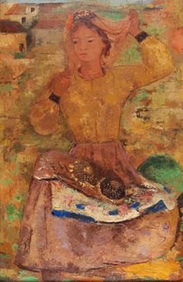Junge Frau mit Sonnenblumen