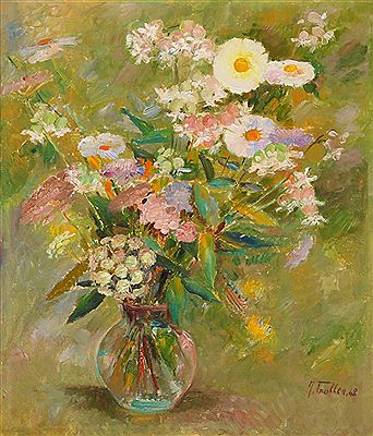 Bunter Wiesenstrauss in kugeliger Glasvase by Josephine Troller - Auction record, sale price, and art valuation. Compare with similar artists and explore comparable artworks.