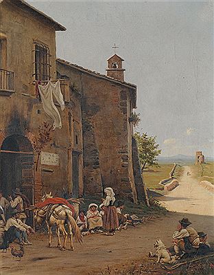 Italienische Landschaft mit Rastenden