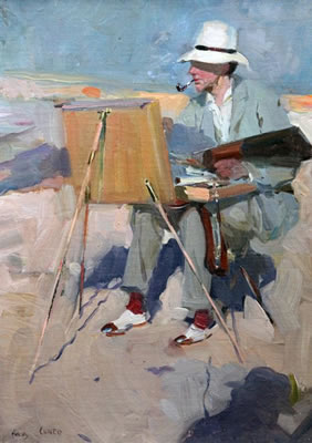 Artist painting en plein air