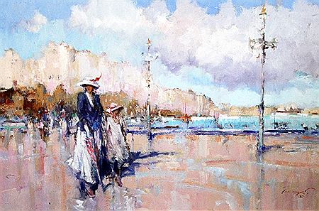 On the Esplanade by Ken Moroney - Auction record, sale price, and art valuation. Compare with similar artists and explore comparable artworks.