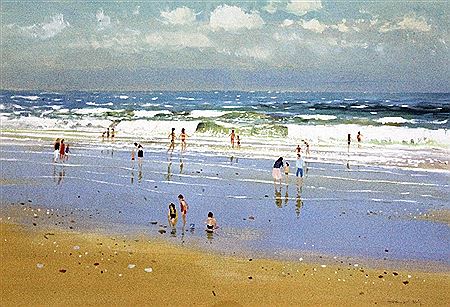 Beach scene at low tide