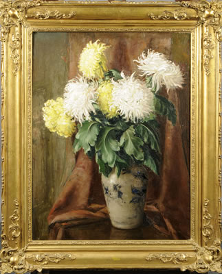 Vase garni de Chrysanthèmes. by Frans Van Loock - Auction record, sale price, and art valuation. Compare with similar artists and explore comparable artworks.