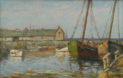 BOATS AT DOCK, ROCKPORT, MASS. by Arthur E Ward - Auction record, sale price, and art valuation. Compare with similar artists and explore comparable artworks.