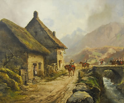 SOLDIERS CROSSING A BRIDGE