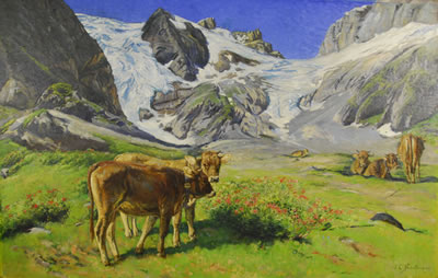 COWS IN ALPINE LANDSCAPE