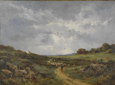 Sheep herder in a landscape