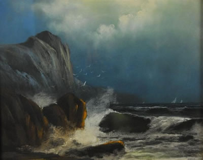 COASTAL VIEW OF CRASHING WAVES