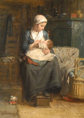 NURSING MOTHER by Hendrik Valkenburg - Auction record, sale price, and art valuation. Compare with similar artists and explore comparable artworks.