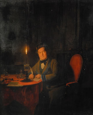 GENTLEMAN READING BY CANDLELIGHT
