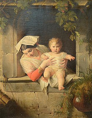 MOTHER AND CHILD AT A WINDOW