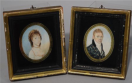 PORTRAIT MINIATURES OF MR. AND MRS. ELIJA BRIGHAM