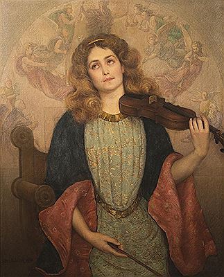 PORTRAIT OF A YOUNG WOMAN AS SAINT CECILIA