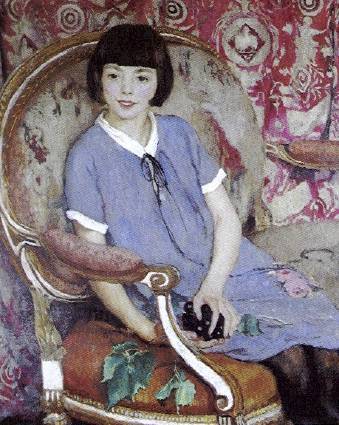 Girl with Grapes on Settee
