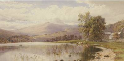 Mountain Lake with Figures