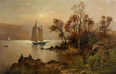 Figures by a Lake