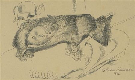 Portrait of William Sommer: Self Portrait with Dog
