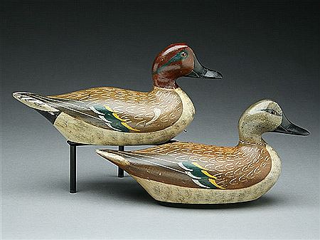 Rare rigmate pair of greenwing teal