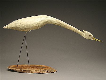 Exceedingly rare working full size white heron confidence decoy