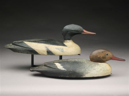 Extremely rare hollow carved pair of American mergansers by D K Nichol - Auction record, sale price, and art valuation. Compare with similar artists and explore comparable artworks.