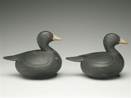 Pair of hollow carved coots