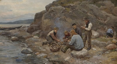 Fishers by a beach