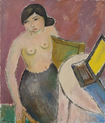 Woman by a table