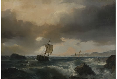 Sample artwork by Johan Jacob Bennetter (1822 - 1904), known for marine painting, sailing ships - View similar artists and auction records