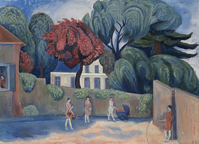 Women in town street, Palaiseau