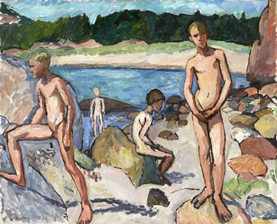 Bathing boys (1911) by Jean Hjalmar Dahl Heiberg - Auction record, sale price, and art valuation. Compare with similar artists and explore comparable artworks.