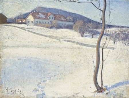 Vinterbilde fra Bærum by Halfdan Egedius - Auction record, sale price, and art valuation. Compare with similar artists and explore comparable artworks.