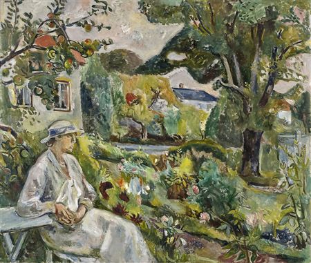 Arne Kavlis hustru i hagen på Rønnes by Per Deberitz - Auction record, sale price, and art valuation. Compare with similar artists and explore comparable artworks.