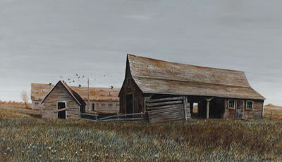 OLD BARNS NEAR ST. ALBERTA, ALTA