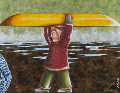 INUIT WITH KAYAK (GJOYA HAVEN, KING WILLIAM ISLAND)