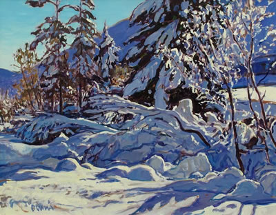 Sample artwork by Bill (William) Frederick Duma (Born 1936), known for rural landscape, snowscene, mountain, river, floral and forest painting - View similar artists and auction records