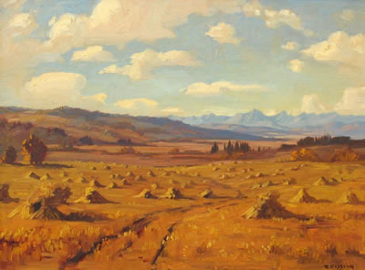 HARVEST IN THE FOOTHILLS by Roland Gissing - Auction record, sale price, and art valuation. Compare with similar artists and explore comparable artworks.