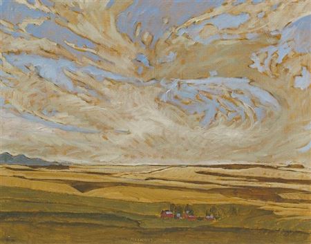 SKY SWIRLING OVER HILLS, SOUTH OF HIGH RIVER ALTA.; 1984