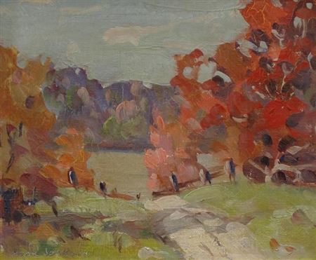 AUTUMN TREES COUNTRY PATH, AUTUMN (pair)