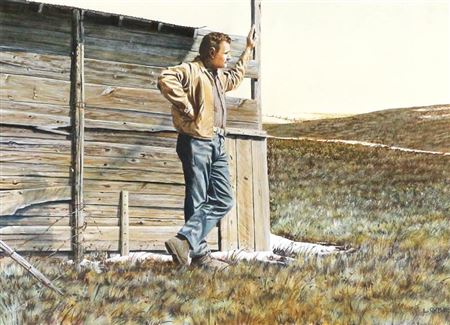 Portrait of Leonard James Gibbs: SELF PORTRAIT BY THE BARN