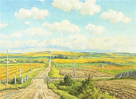 ROAD SCENE IN THE ROLLING HILLS N. E. OF BENGOUGH by Ernest Luthi - Auction record, sale price, and art valuation. Compare with similar artists and explore comparable artworks.