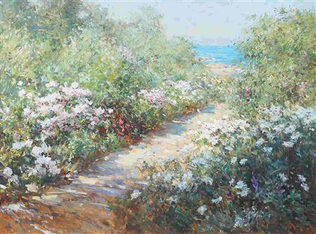 Sample artwork by Wilson Chu (Born 1946), known for impressionist/realist painting of gardens, flowers, landscape, still life, marine, portrait - View similar artists and auction records