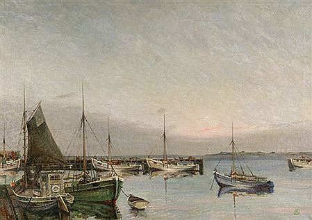 "Hafen von Gilleleje mit Fischerboten" -