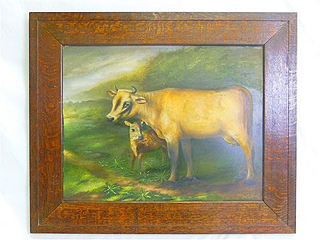 Cow and calf by May Banta - Auction record, sale price, and art valuation. Compare with similar artists and explore comparable artworks.