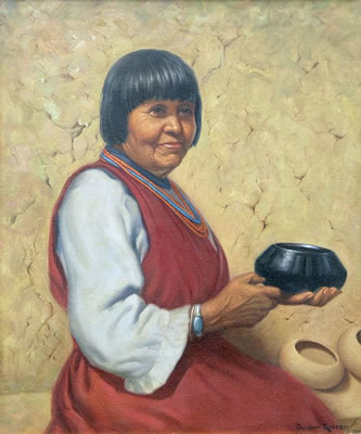 Sample artwork by Dwight Roberts (Born 1908), known for portrait and figure painting-native american - View similar artists and auction records