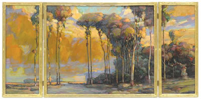 TREES AT DUSK (TRIPTYCH) by Karl Schmidt - Auction record, sale price, and art valuation. Compare with similar artists and explore comparable artworks.