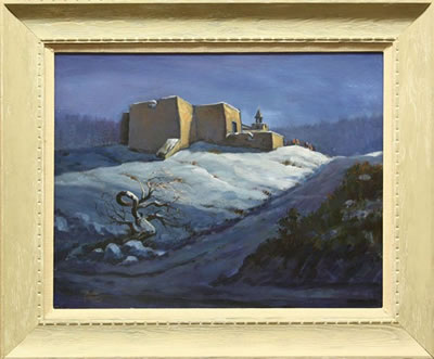 Winter Scene at Rancho de Taos by Quince Galloway - Auction record, sale price, and art valuation. Compare with similar artists and explore comparable artworks.