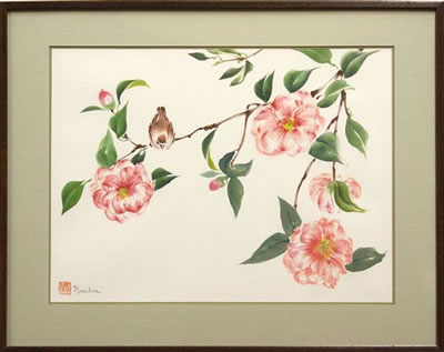 Bird on a Camellia Branch