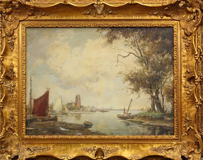 Harbor Inlet Scene with Boats by Alfred Joseph Van Neste - Auction record, sale price, and art valuation. Compare with similar artists and explore comparable artworks.