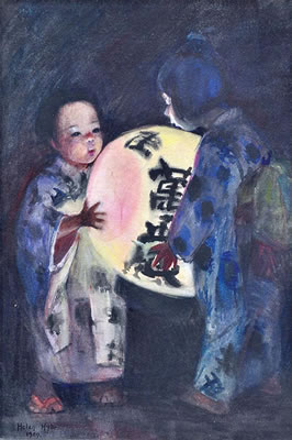 Children with a Japanese Lantern