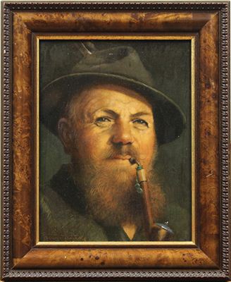 Portraits of Gentlemen Smoking Pipes (a pair)